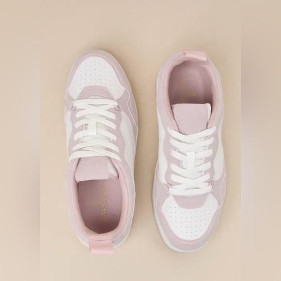 Lulus Mezereon Pink and White Sneakers - Picture 3 of 4